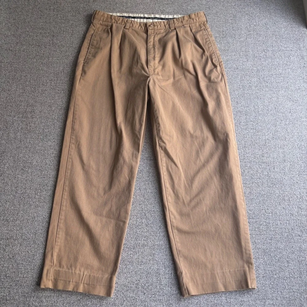 Polo Ralph Lauren Pants Mens Fit 34x28 Andrew Pant Brown Pleated VTG Made in USA